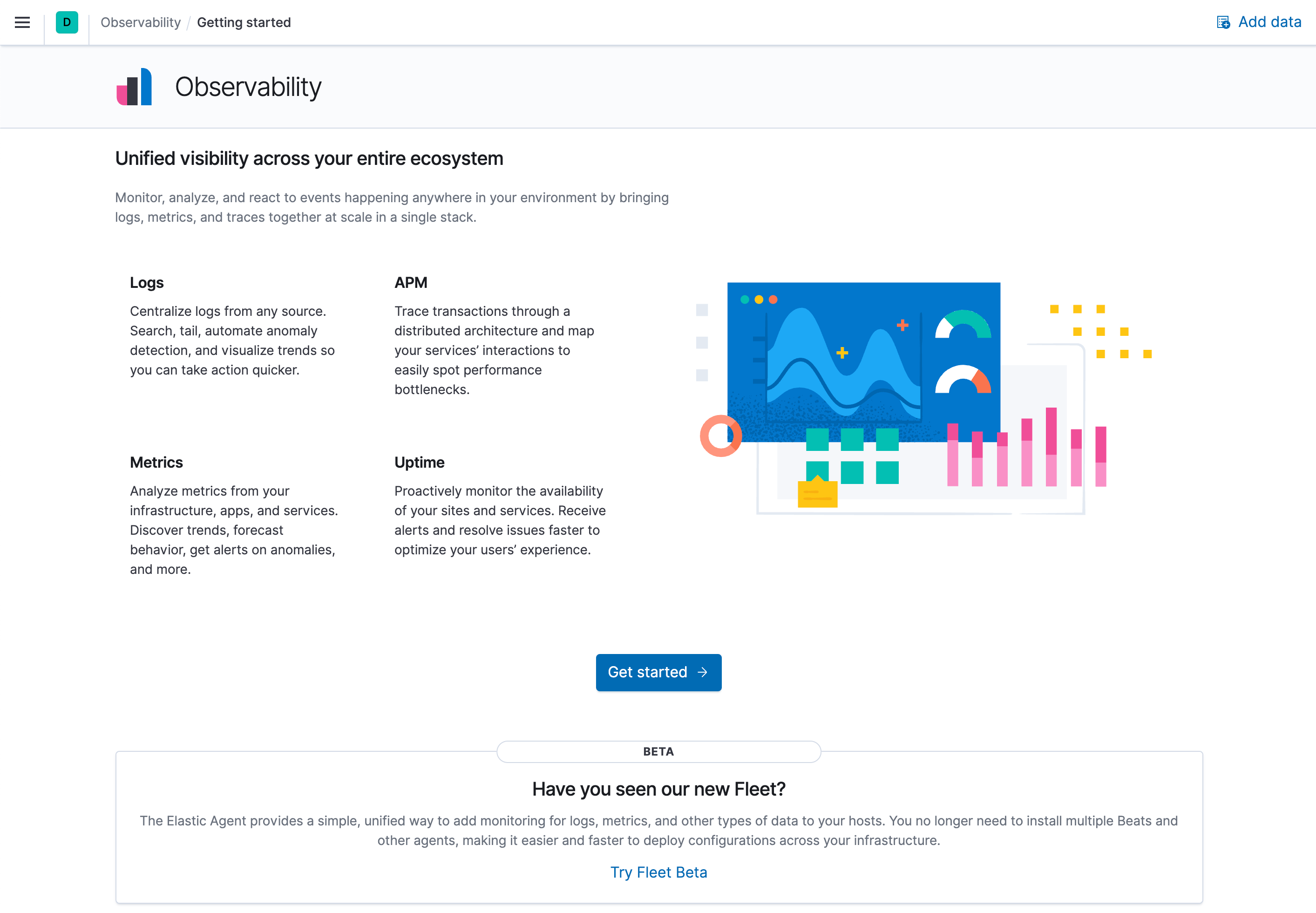 Kibana Observability page (no data) Kibana Observability page (no data)