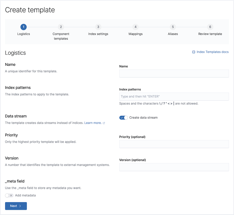 Create template page Create template page