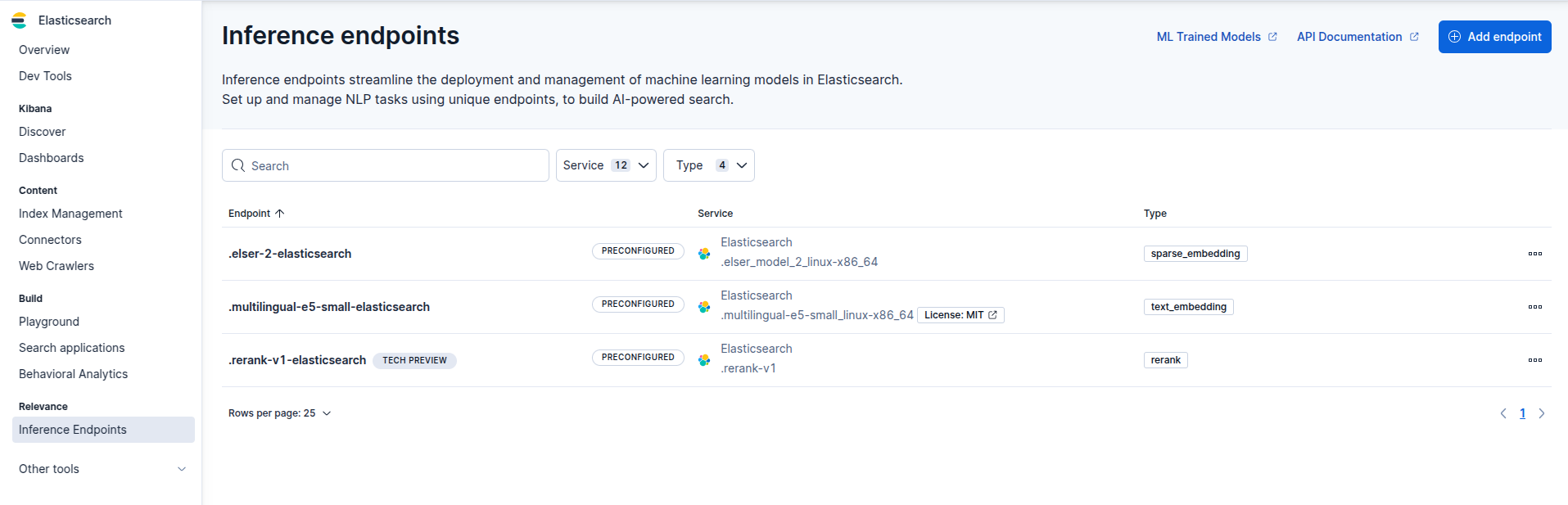 Inference endpoints UI