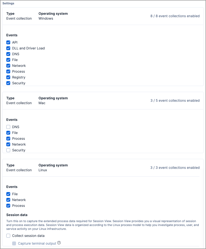 Detail of event collection section.