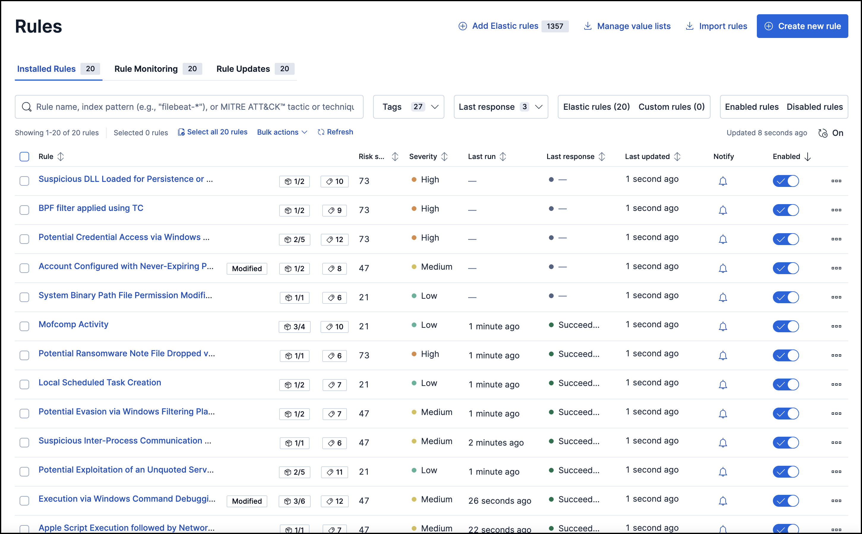 Shows the Rules page
