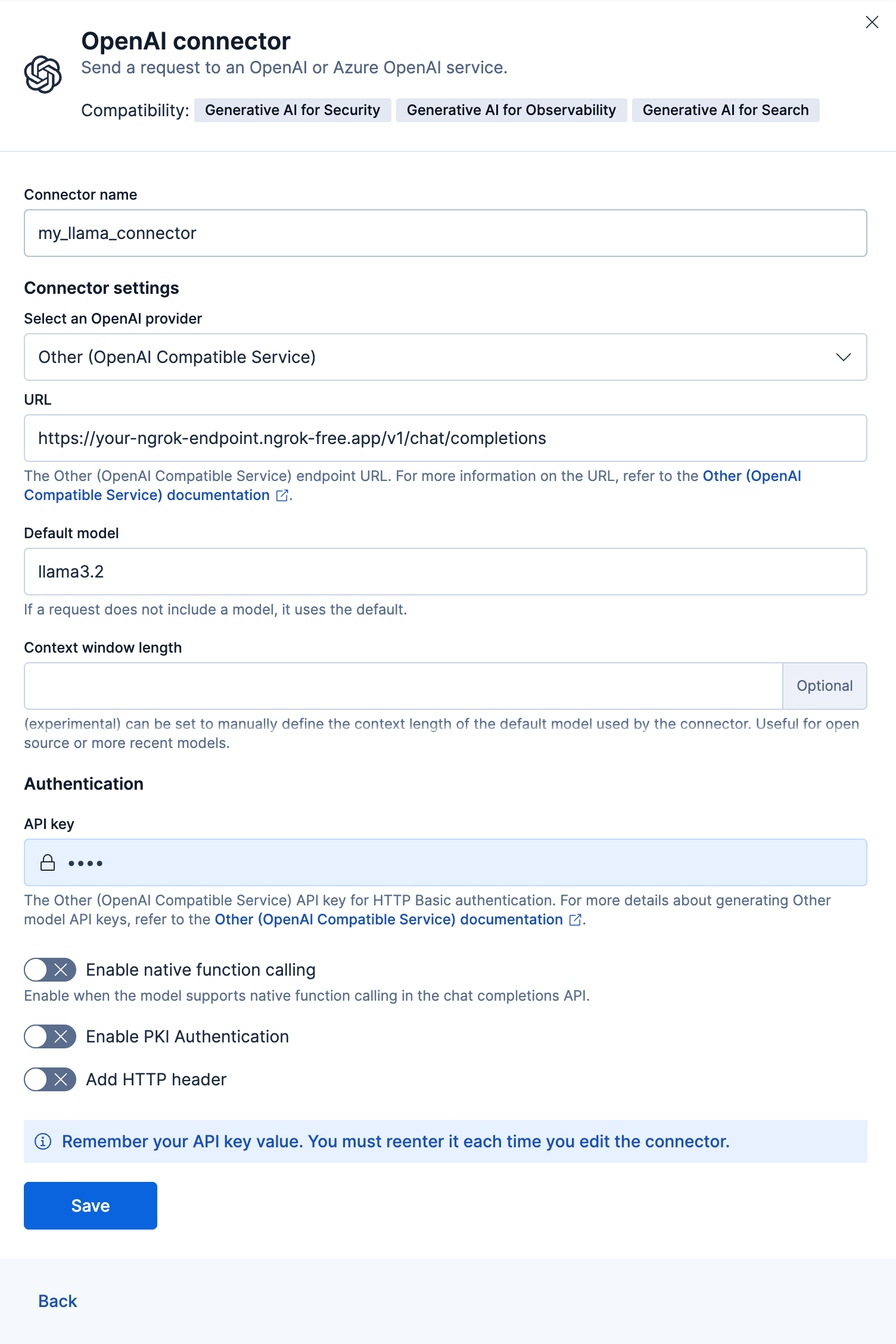 Configuring an LLM connector in Playground