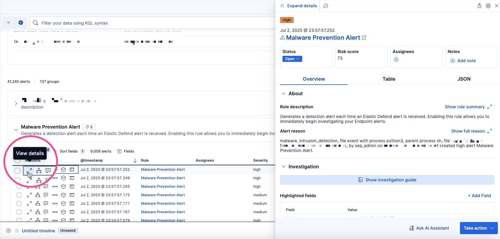 Alert details flyout