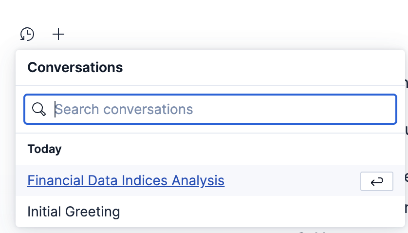 Chat history panel showing conversation list