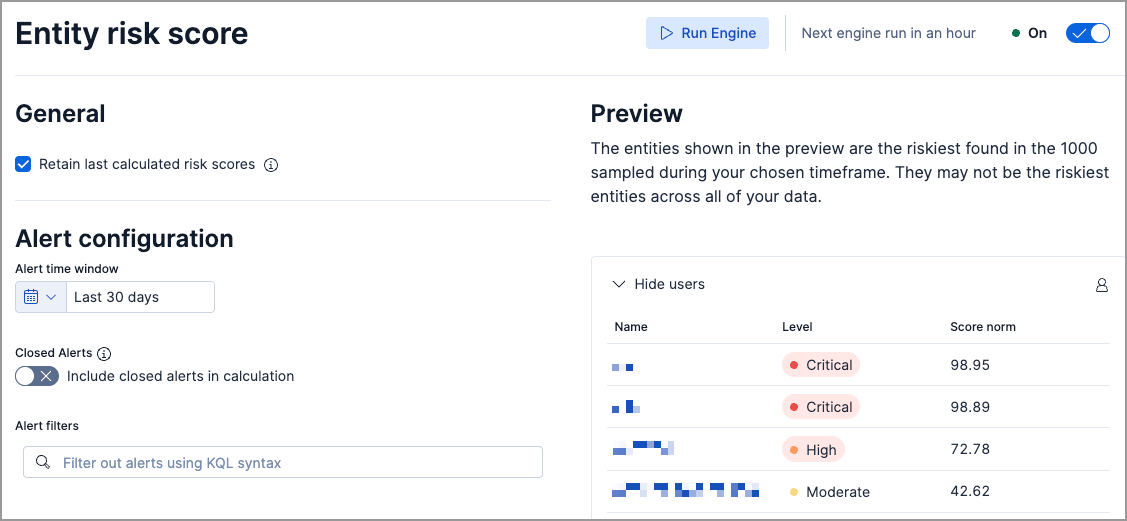 Turn on entity risk scoring