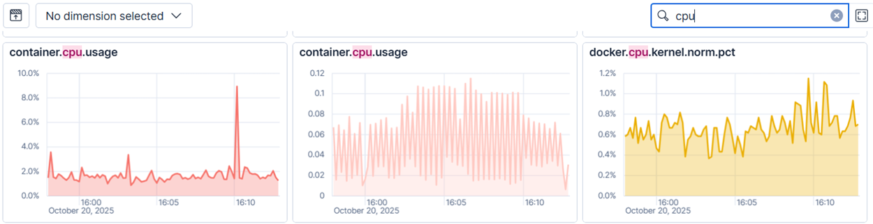 Screenshot of searching for a specific metric.