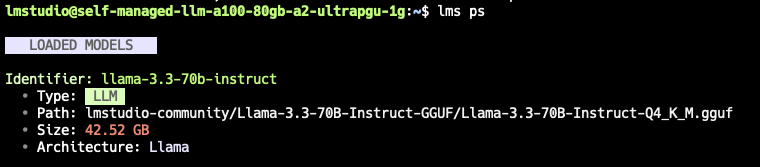 The CLI message that appears after running lms ps