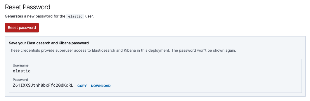 The password for the elastic user after resetting