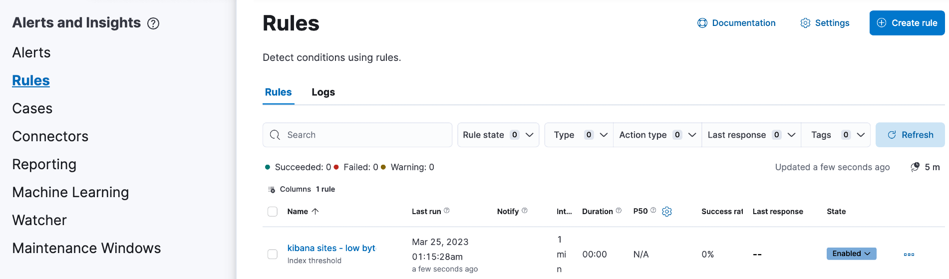 Rules page navigation