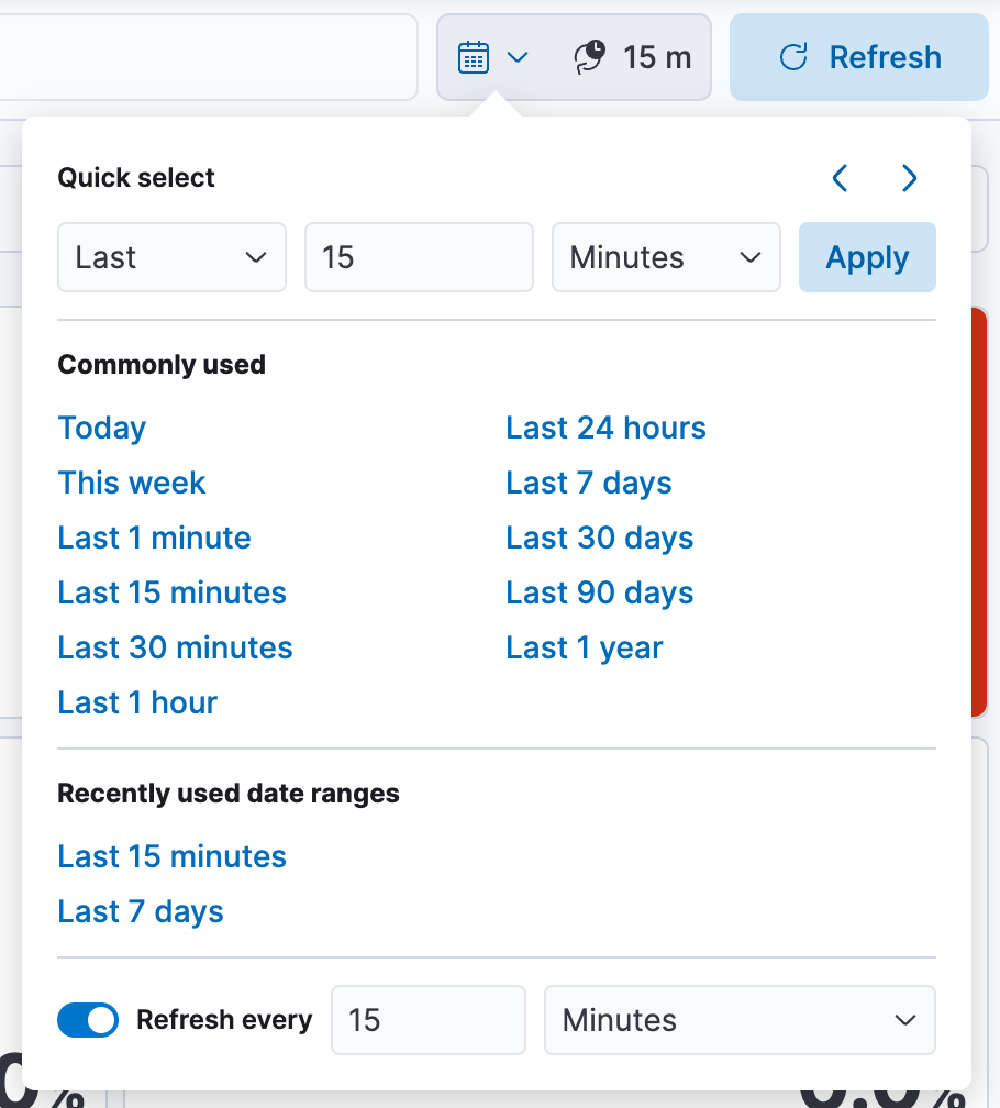 Time range menu with multiple time range suggestions