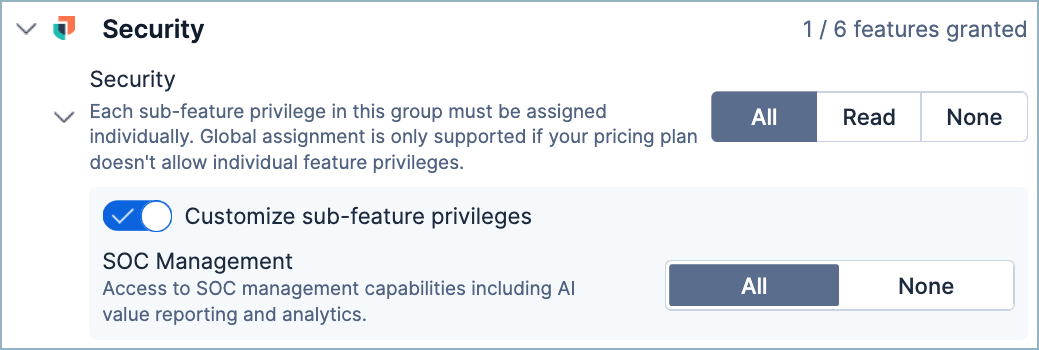 value report RBAC setting