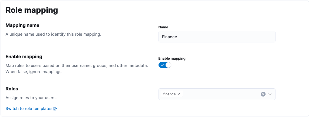 Create role mapping, step 1 Create role mapping, step 1