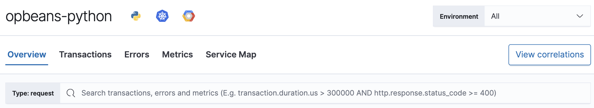 Global filters view