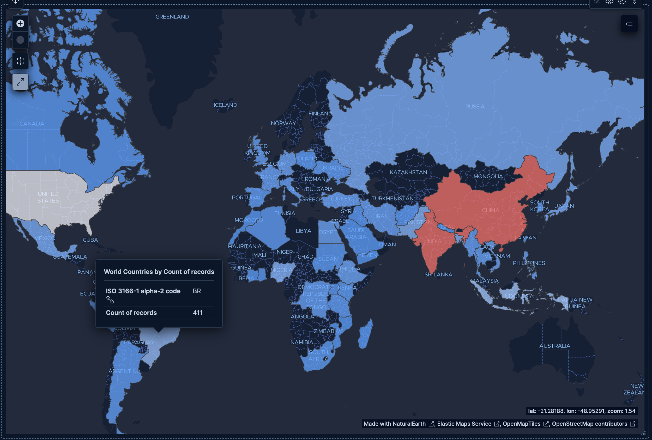 Example Lens region map chart Example Lens region map chart