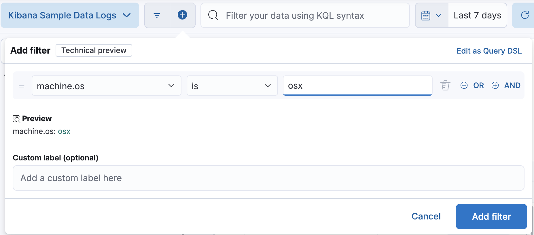 Add filter popup Add filter popup