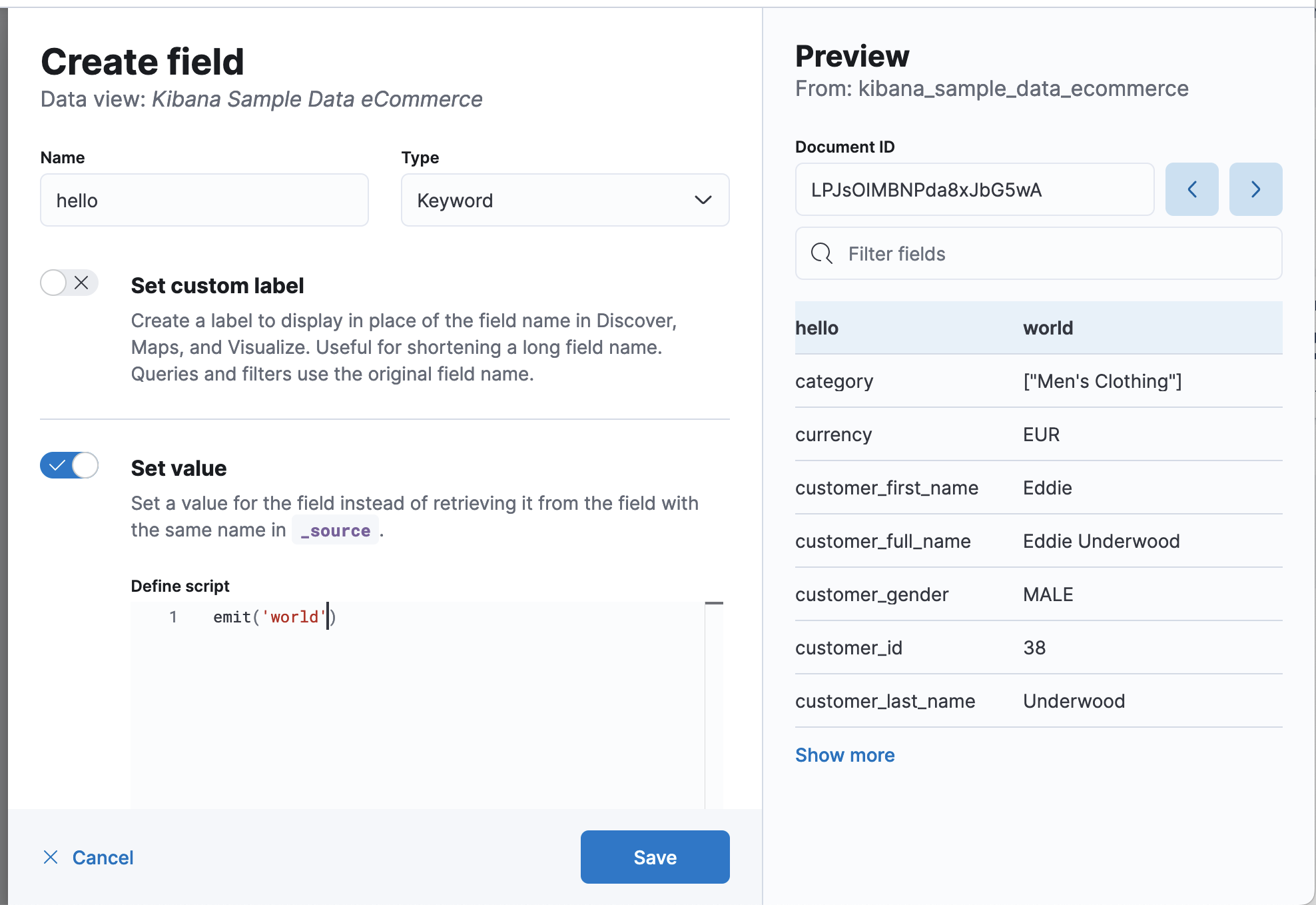 Runtime field with keyword type Runtime field with keyword type