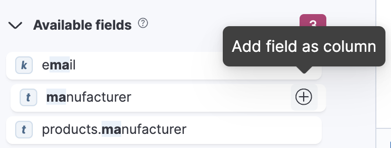 How to add a field as a column in the table