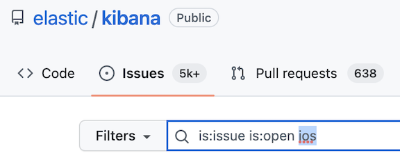 Open ios issues in the elastic/kibana repository on Github Open ios issues in the elastic/kibana repository on Github