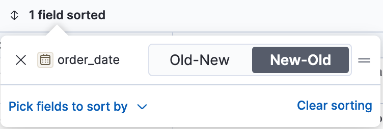 Pop-up in document table for sorting columns Pop-up in document table for sorting columns