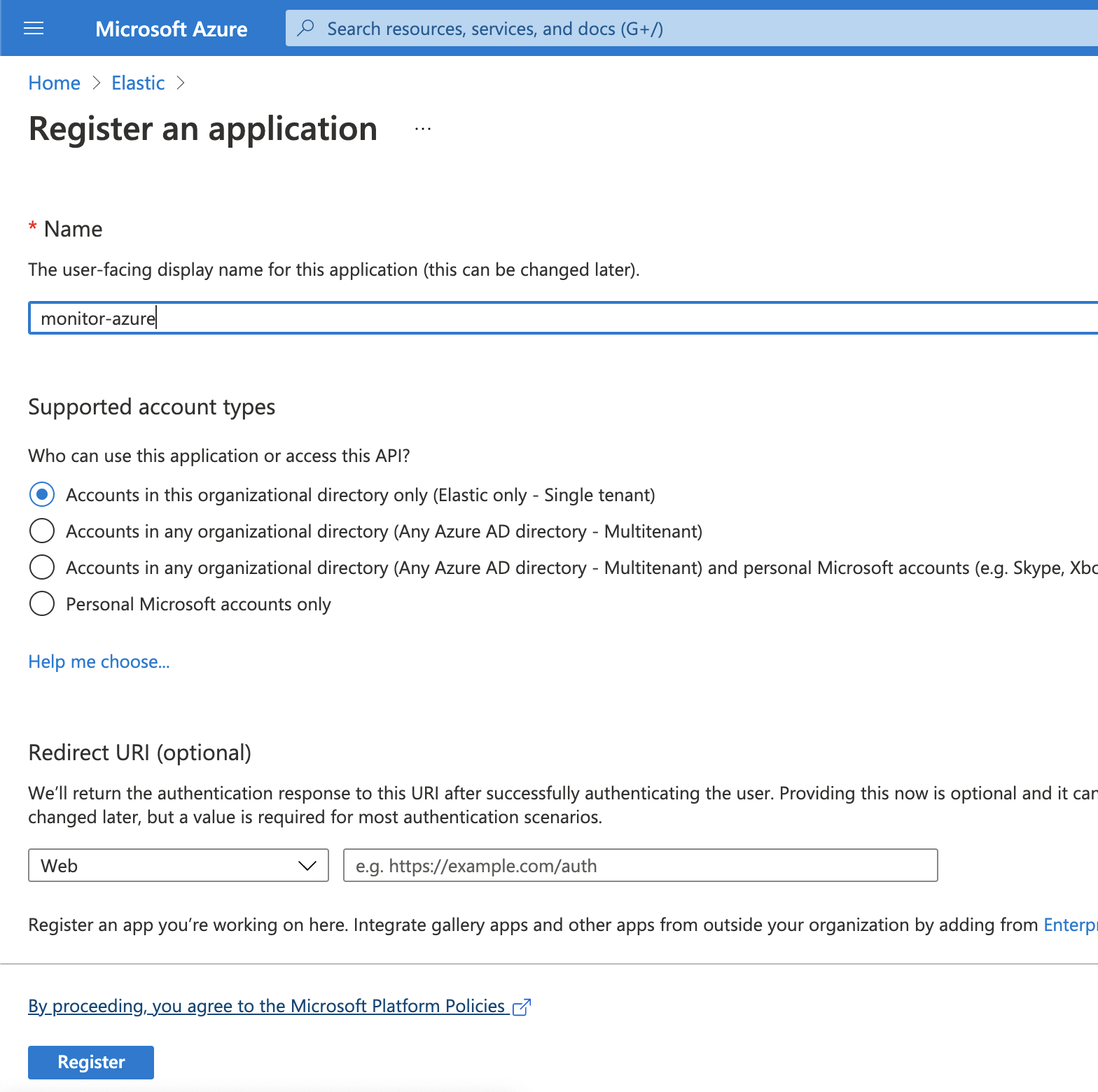 Register an application Register an application