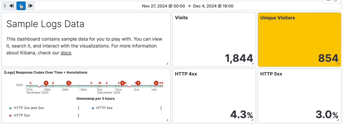Time slider control for the Last 7 days