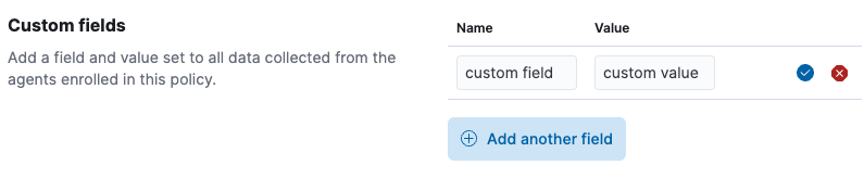 Screen capture showing the UI to add a custom field and value