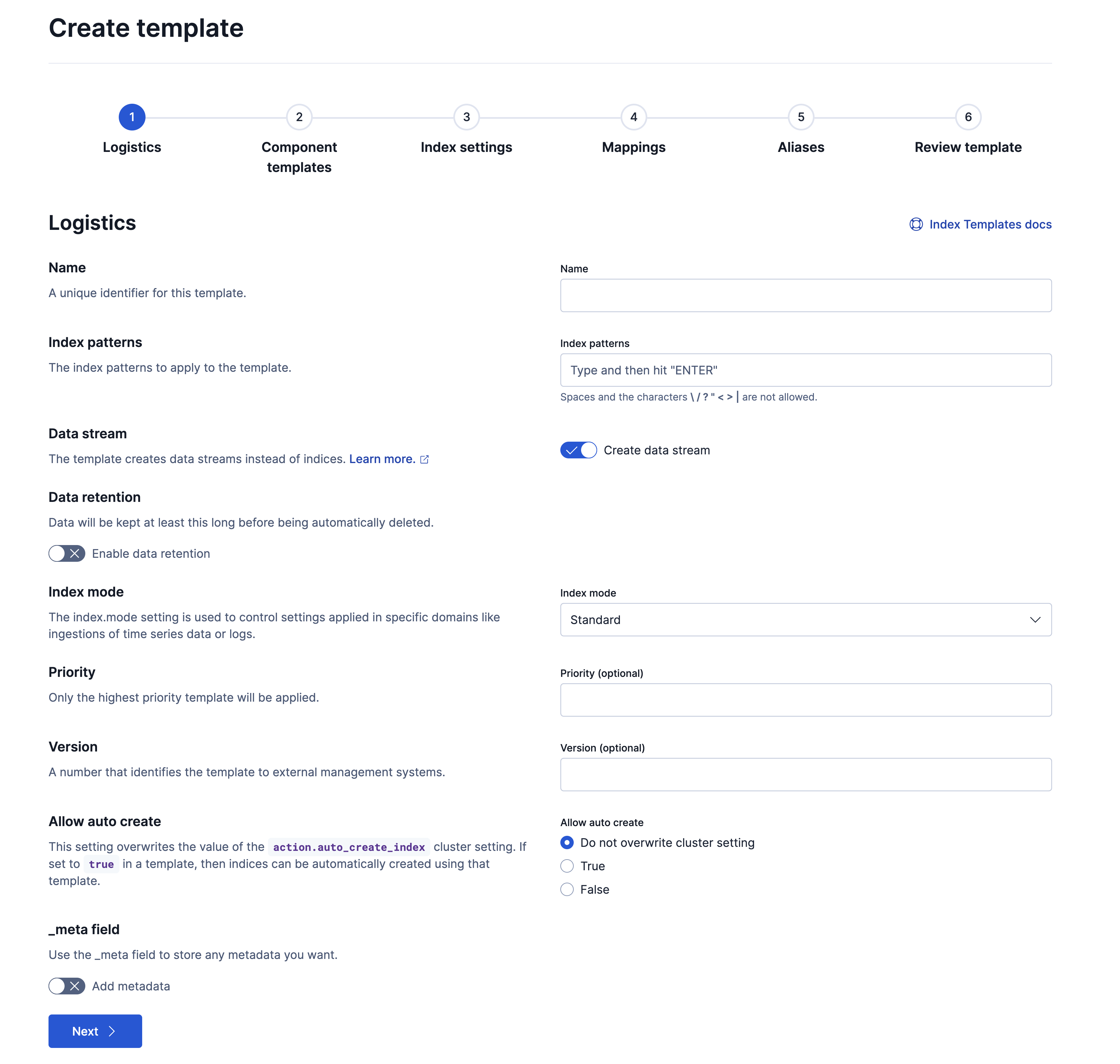 Create template page Create template page