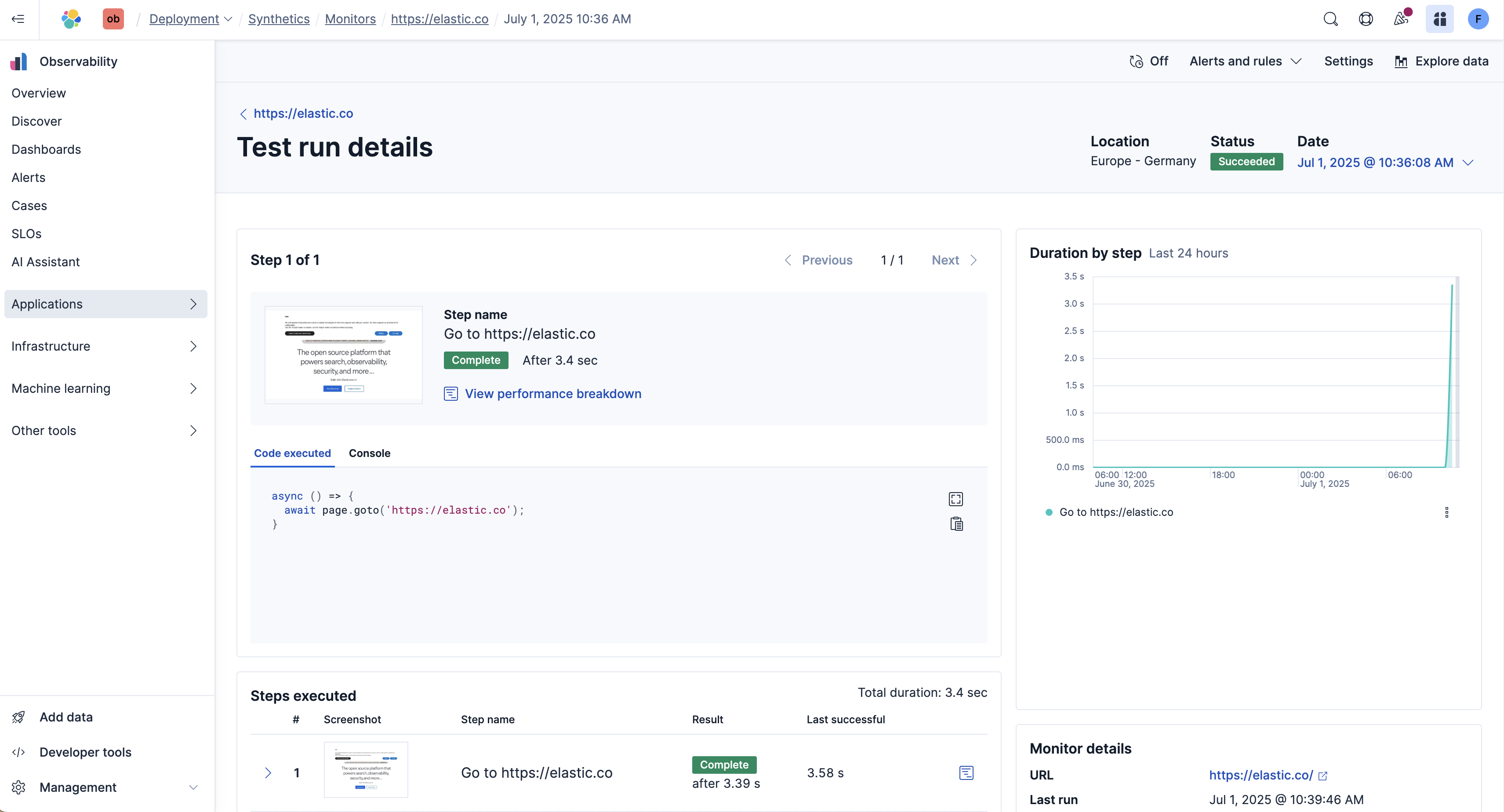 Monitor drill down