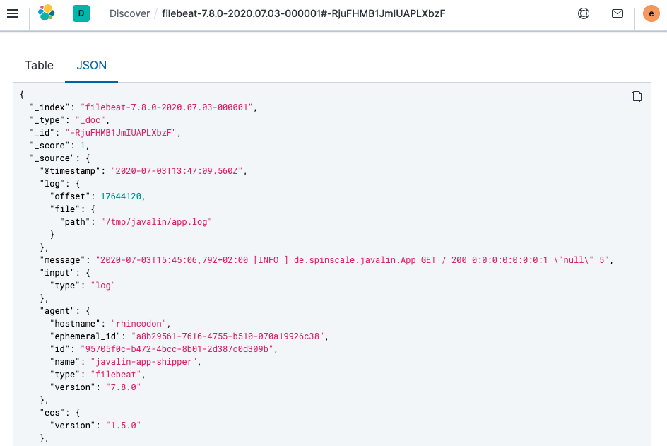 Kibana single document view Kibana single document view