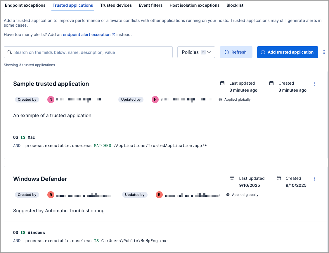 trusted apps list