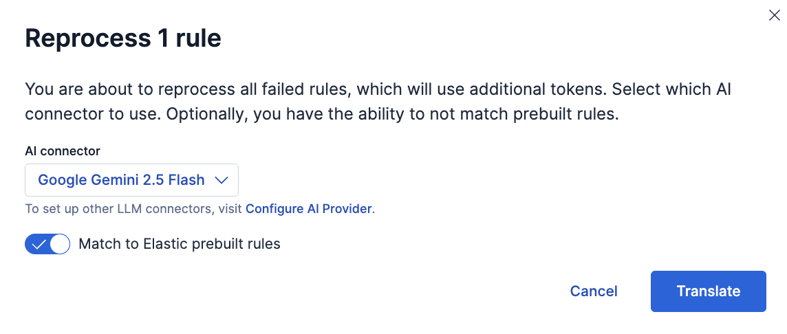 The reprocess rule modal