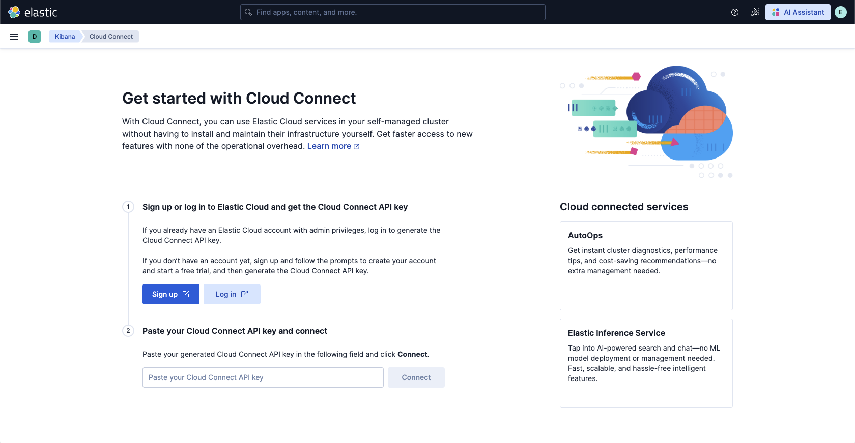 Screenshot showing Cloud Connect page