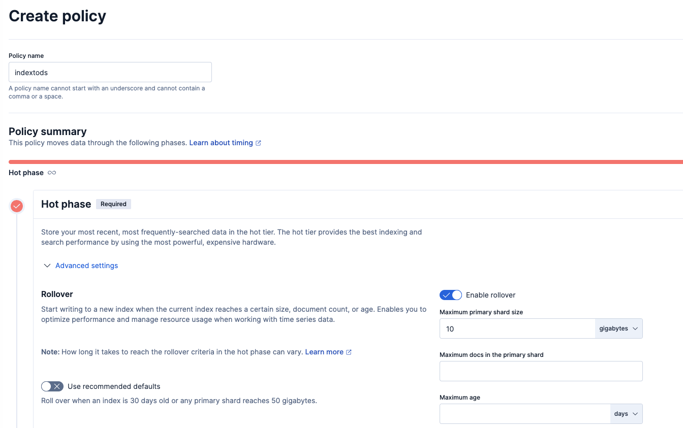 Create policy page