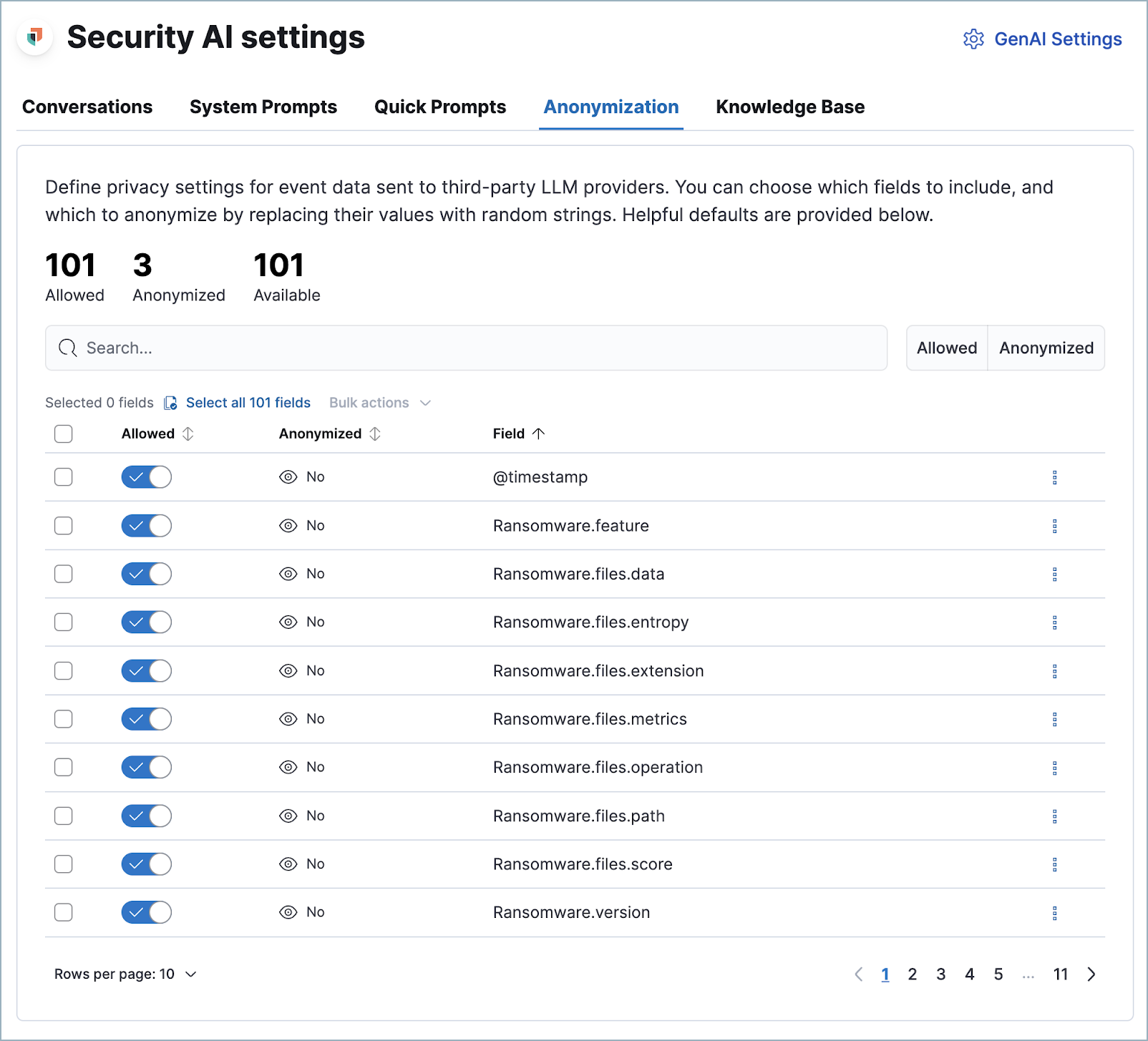 AI Assistant's settings menu