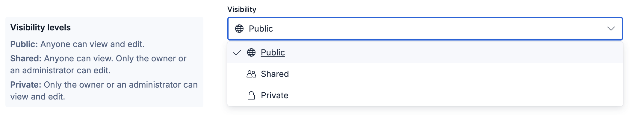 Agent visibility dropdown showing Public, Shared, and Private.