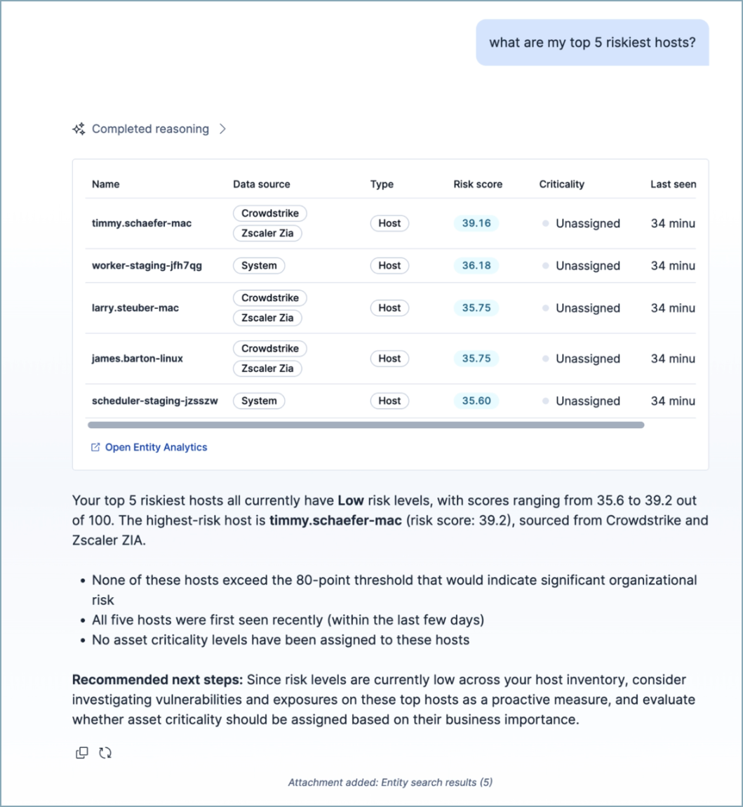 Entity Analytics skill in Agent Builder