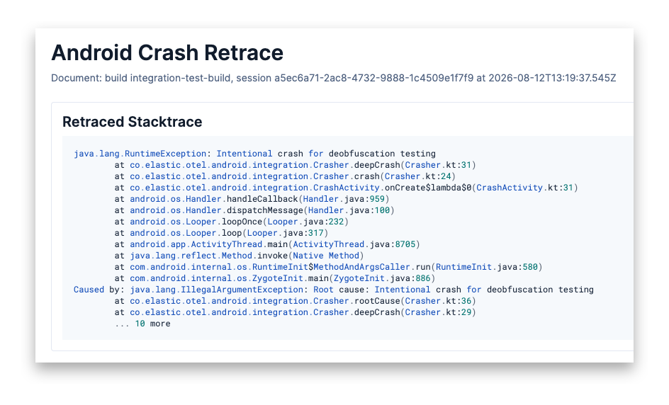 Retraced Android stacktrace Retraced Android stacktrace