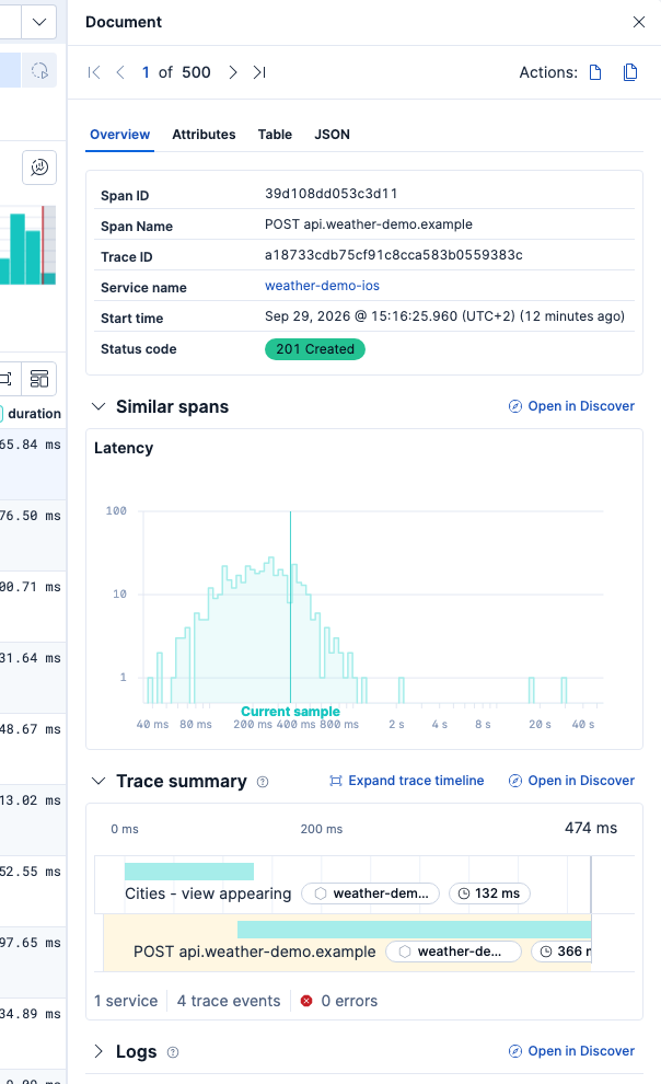 Trace waterfall UI Trace waterfall UI