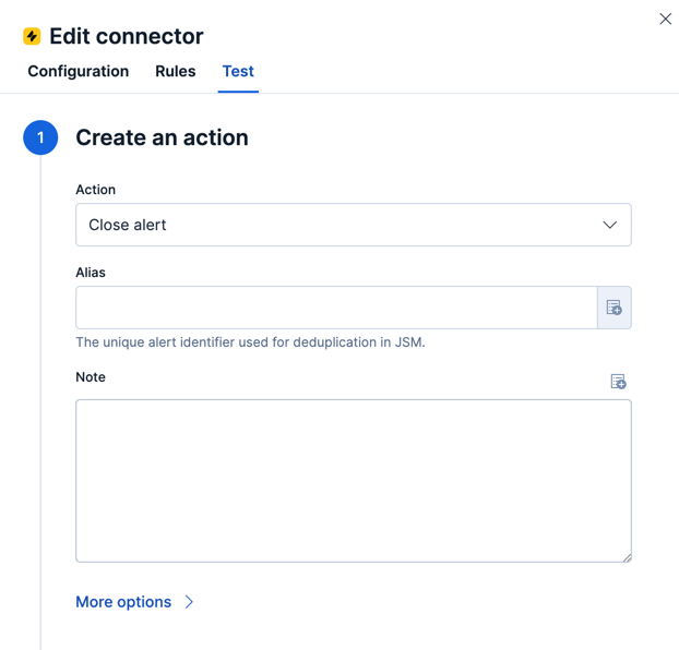 Jira Service Management close alert action test
