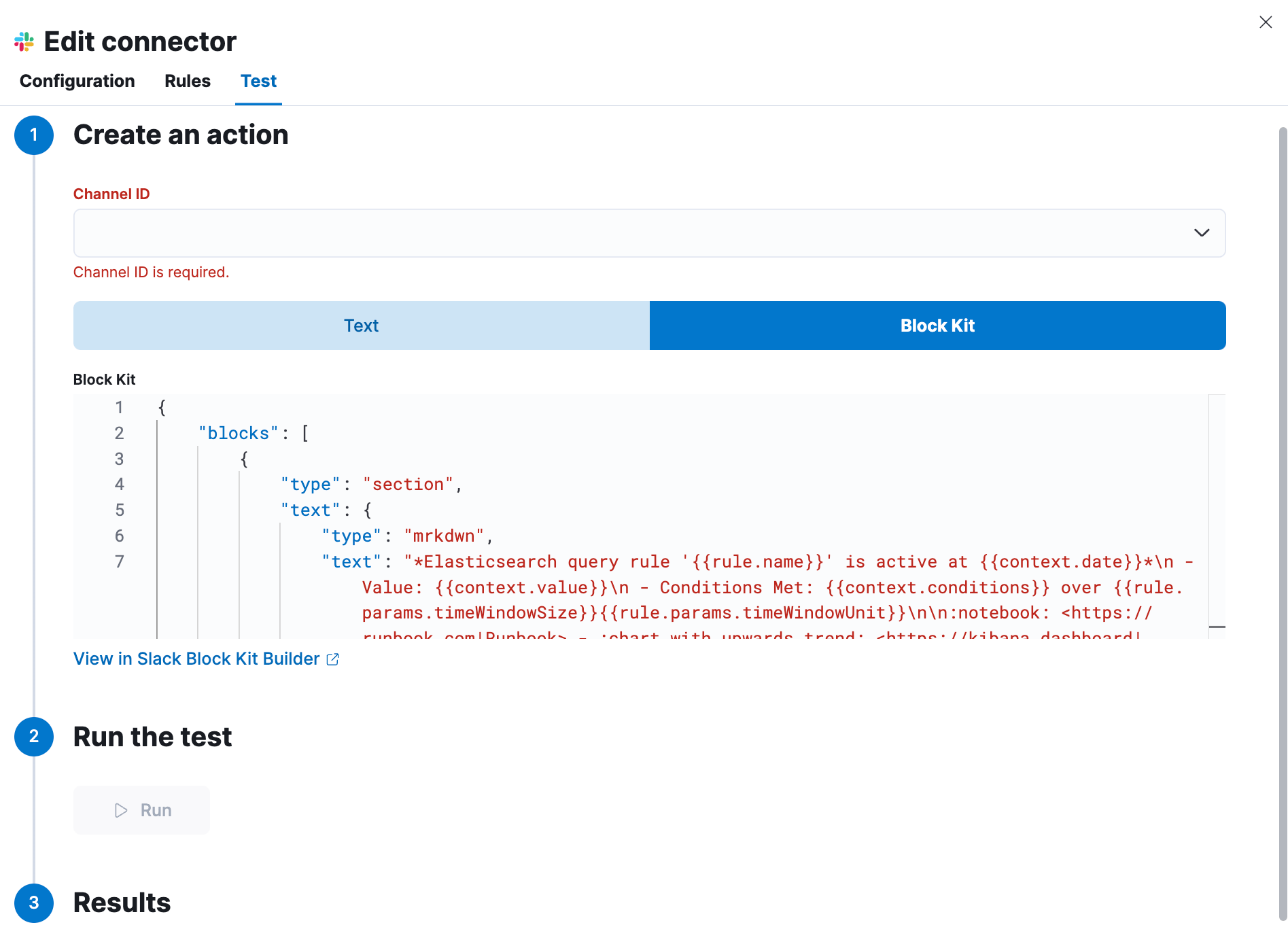 Slack web API connector test