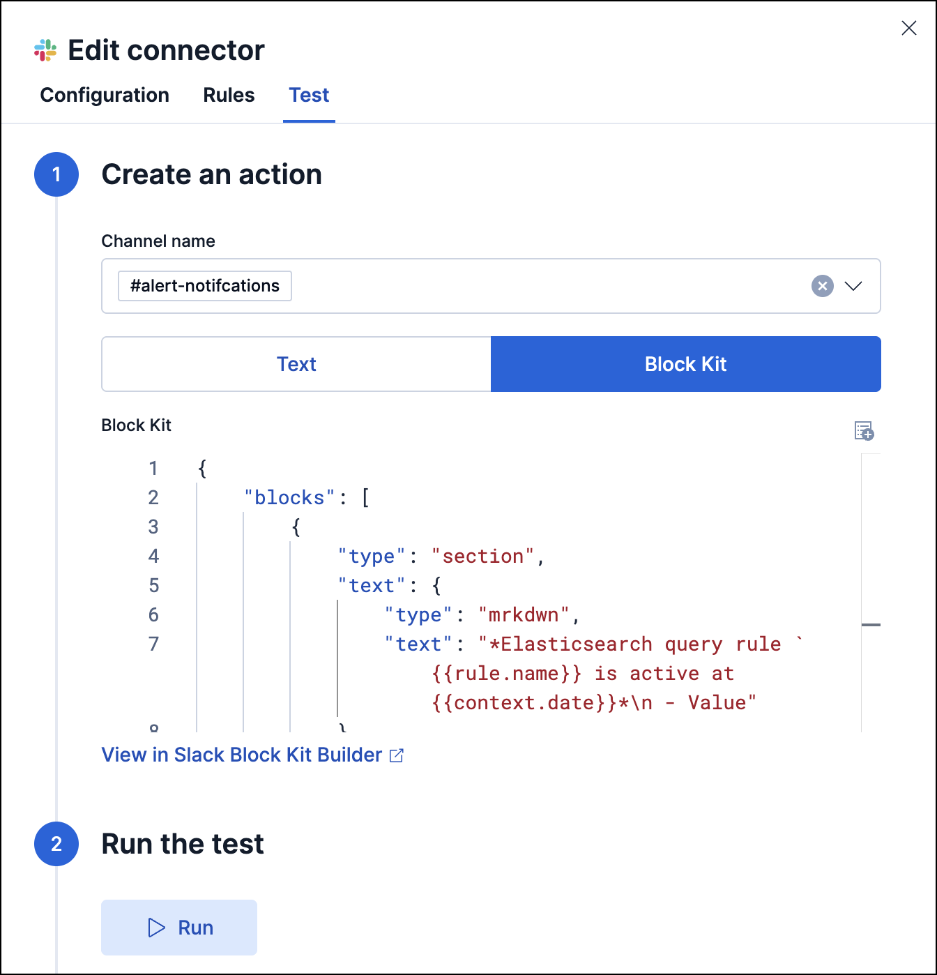 Slack web API connector test