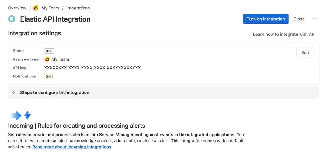 Jira Service Management turn on integration